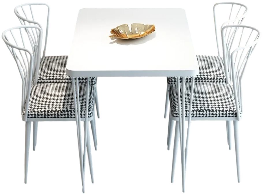 Image Set de bucatarie Prestige Metal Chair 70x110cm 1+4 White/Black