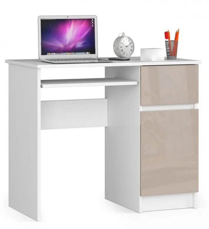 Image Стол компьютерный Akord Piksel Right White/Cappuccino Gloss