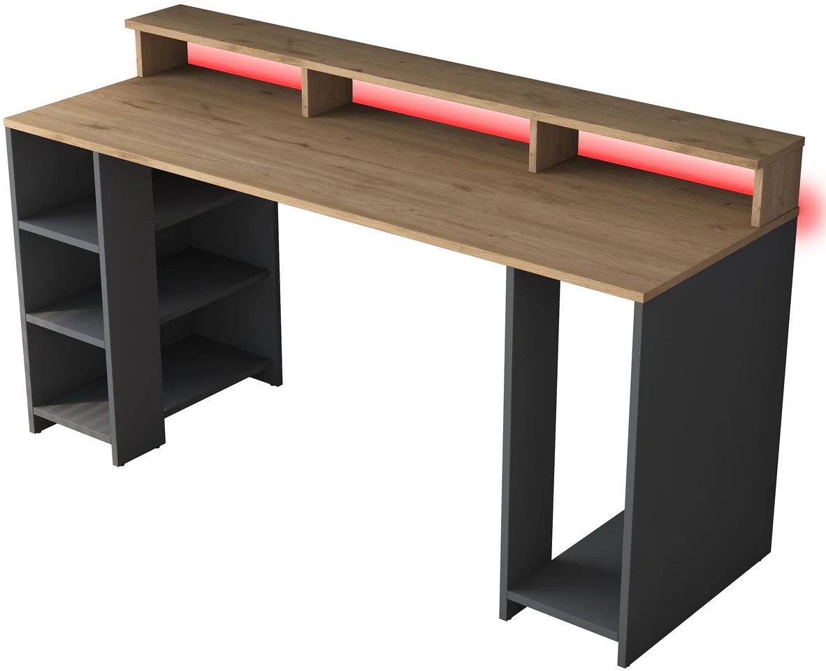 Image Masa pentru calculator Mirage Meble HA122 LED Walnut/Anthracite