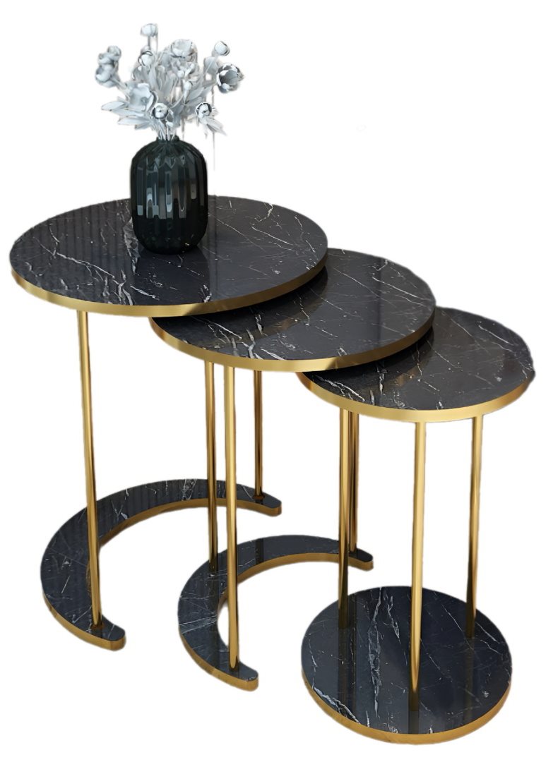 Image Набор журнальных столиков Prestige Bendir 3 Black Marble/Gold