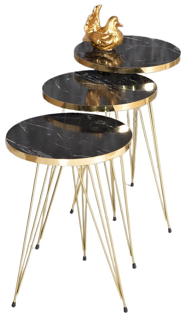 Image Set masute pentru reviste Prestige Bendir 3 330 Black Marble/Gold