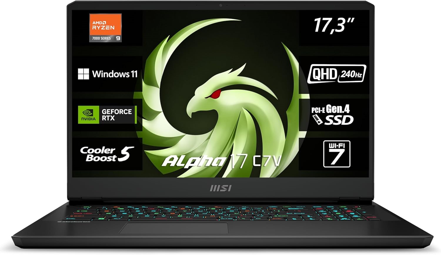 Image Laptop MSI Alpha 17 C7VG-031 17.3" (Ryzen 9 7945HX, 32GB, 1TB, RTX 4070, Win 11) Black