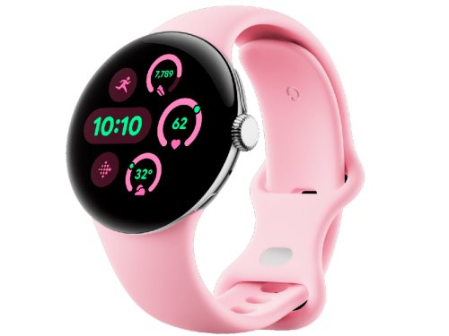 Image Умные часы Google Pixel Watch 3 45mm LTE Polished Silver Aluminum Rose Quartz Band