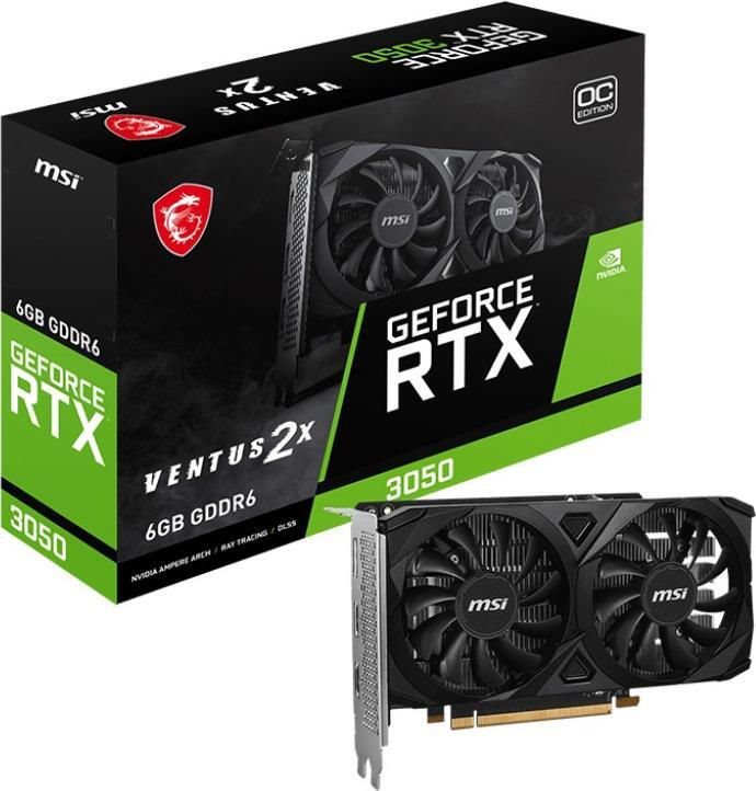 Image Видеокарта MSI GeForce RTX 3050 VENTUS 2X E 6G OC  (6GB, GDDR6)