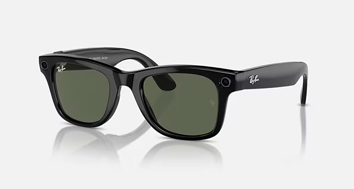 Image Ochelari Ray-Ban Meta Wayfarer Shiny Black, G15 Green RW4008 150-L