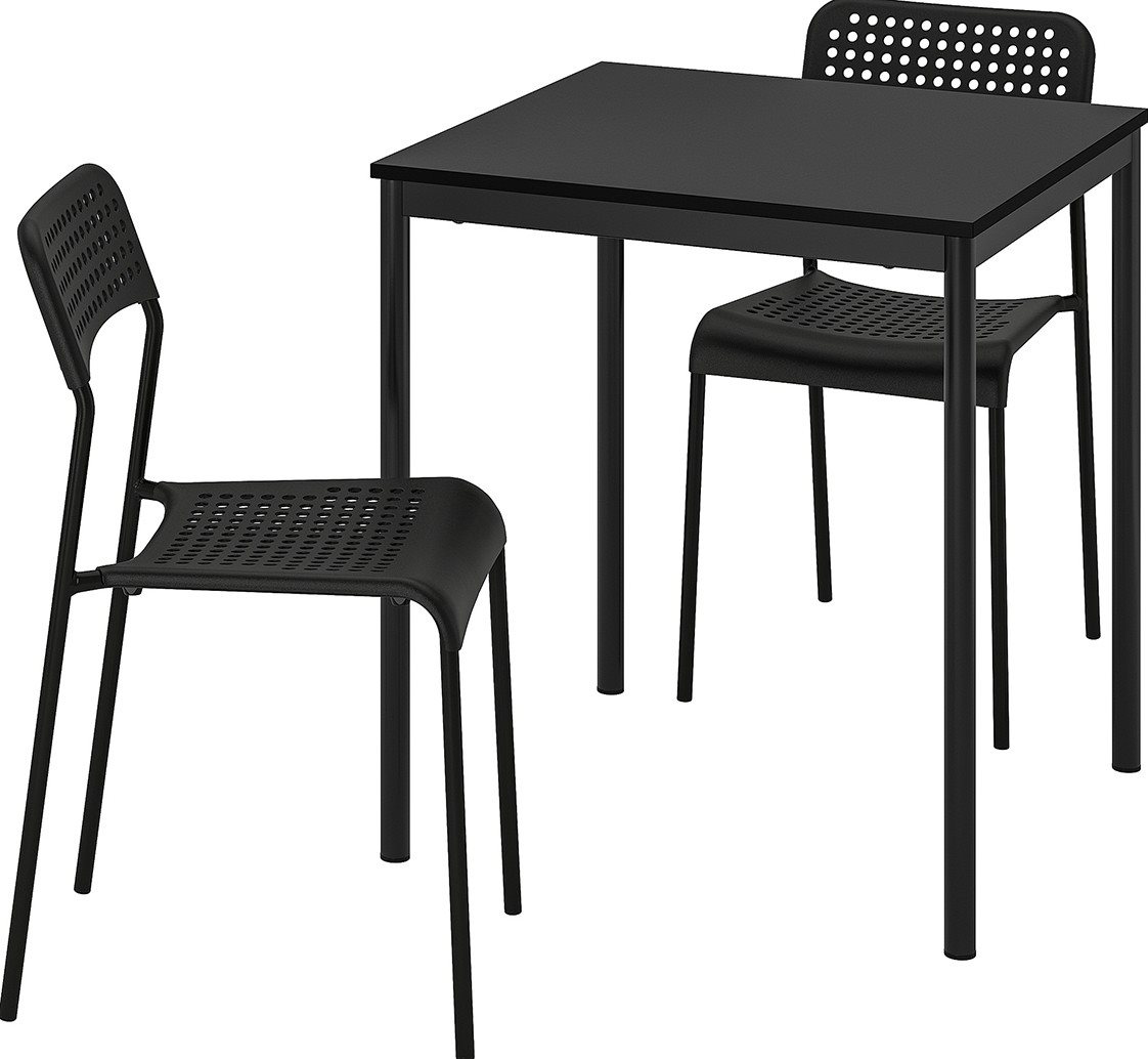 Image Набор стол и стулья IKEA Sandsberg/Adde 67x67см 1+2 Черный