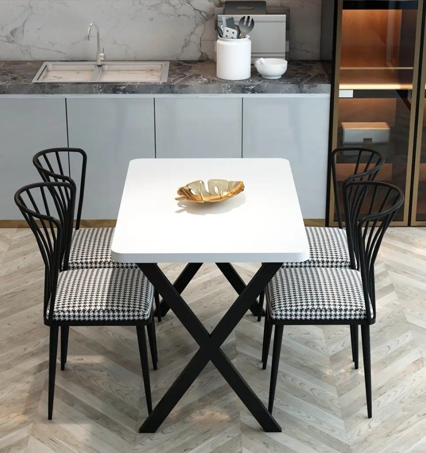 Image Набор стол и стулья Prestige X Leg 70x110x75cm 1+4 Белый/Черный