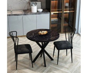 Image Стол Prestige Bendir Star Leg 70x75 (Black Marble/Black)