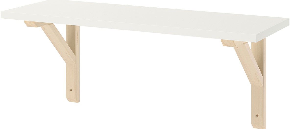 Image Полка Ikea Bergshult/Sandshult 59x20 (Белый/Осина)