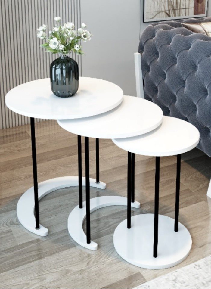 Image Набор журнальных столиков Prestige WH 50/40/30 3 pcs (White/Black)