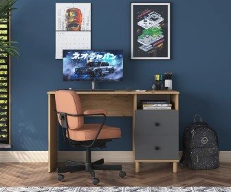 Image Письменный стол Mirage Meble HA109 (Walnut/Anthracite)