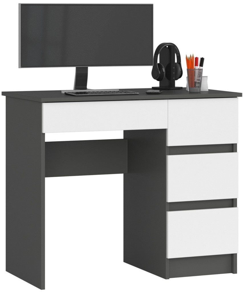 Image Стол письменный Akord A-7 90 Right (Graphite Gray/White)