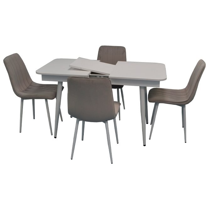 Image Set de bucătărie Evelin DT 431-1R  + 4 scaune XR-154Wh Light Grey47, velur