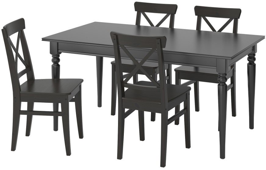 Image Обеденный набор Ikea Ingatorp/Ingolf 155/215см 1+6 (Черный/Черно-коричневый)
