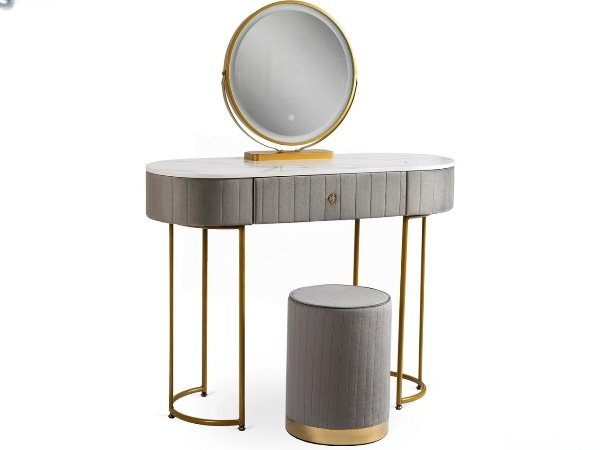 Image Туалетный столик с подсветкой Mebel Elite Ashley (Grey/Golden)