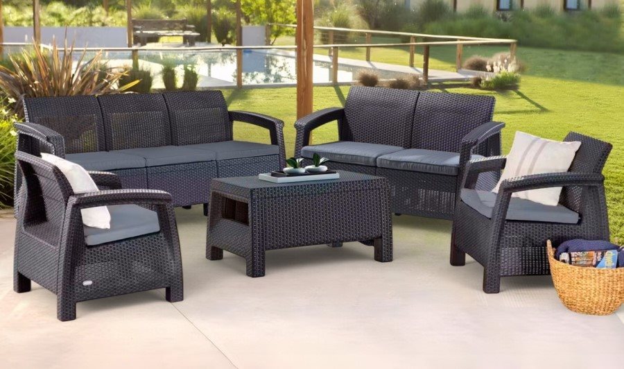 Image Набор садовой мебели Heniver Novara 3+2+1+1+T Антрацит