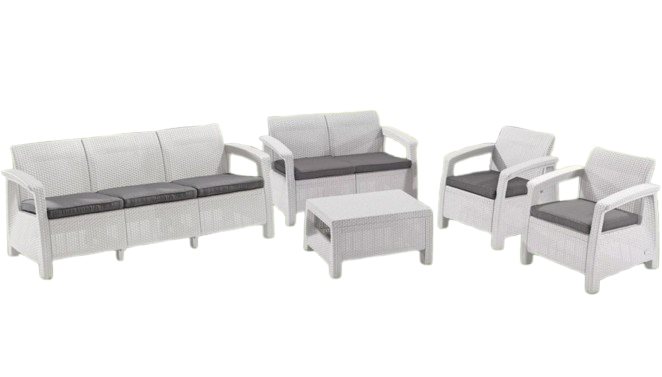 Image Комплект садовой мебели Heniver Novara 3+2+1+1+T, White