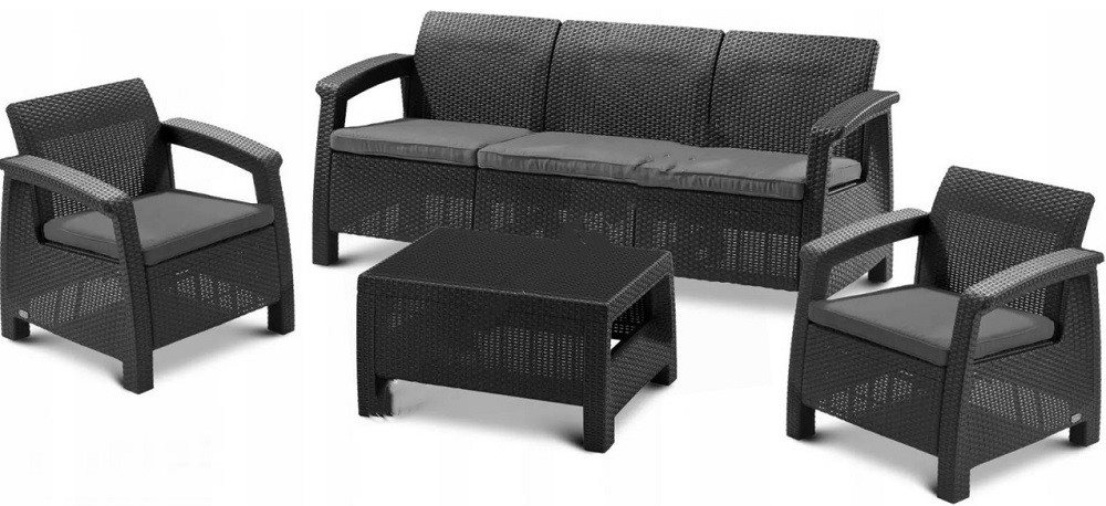 Image Set mobilier de gradina Heniver Novara 3+1+1+T (Anthracite)