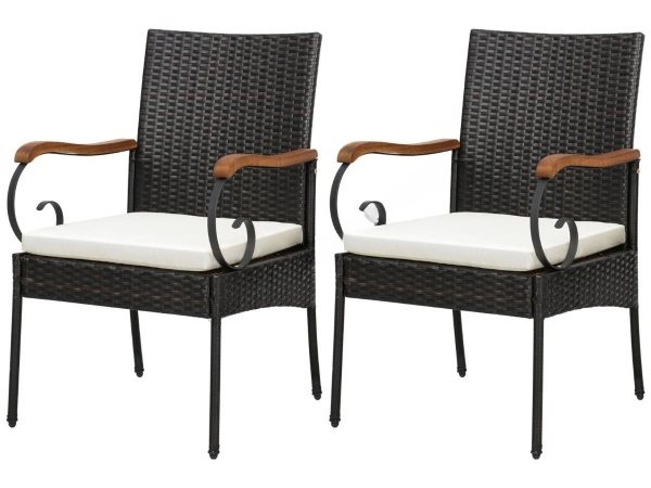 Image Set scaune de grădină Costway HW70833-2, Brown/Ivory