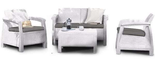 Image Комплект садовой мебели Heniver Novara 2+1+1+T, White