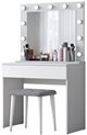 Image Туалетный столик + Табурет Mirage Meble BJ121 зеркало/лампочки (White/Black)