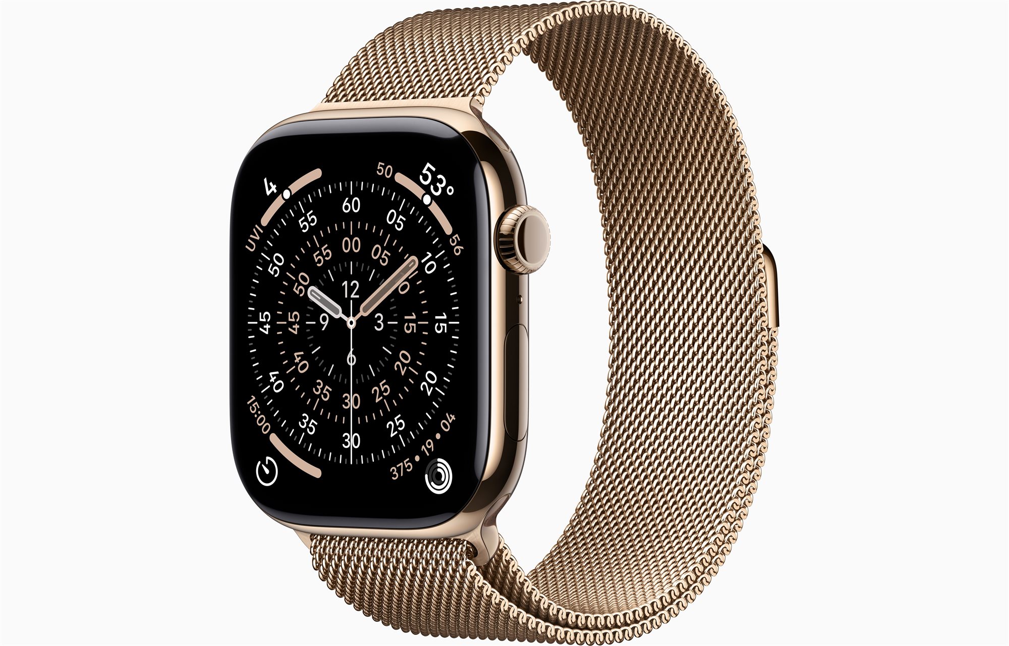 Image Apple watch Series 11 GPS + LTE 46mm MFD74 Gold Titanium Case Gold Milanese Loop - S/M
