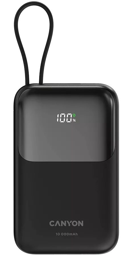 Image Внешний аккумулятор CANYON OnPower 101 built-in cable 10000 mAh, Black