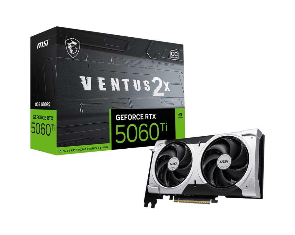 Image Видеокарта MSI GeForce RTX 5060 Ti 8G VENTUS 2X OC PLUS (8GB, GDDR7, 128Bit)