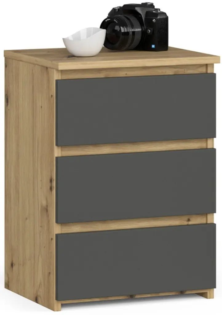 Image Тумба прикроватная Akord CL3 40, Artisan Oak/Graphite Gray