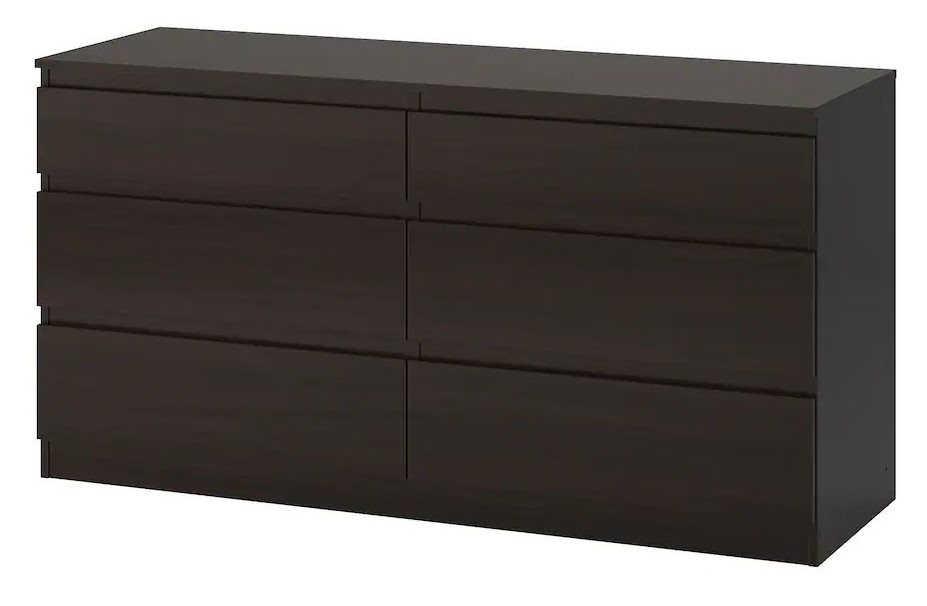 Image Комод Ikea Kullen 6 ящиков 140x72, Black-brown