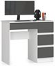 Image Письменный стол Akord A-7 90 Right, White/Graphite Grey