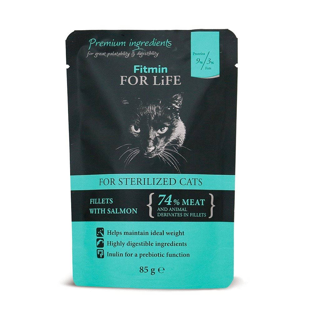 Корм для кошек Fitmin pouch sterilized salmon 85g * 28