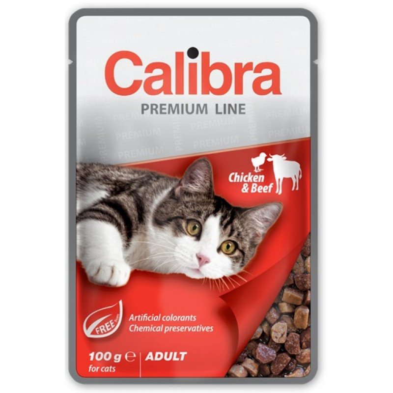 Hrana umeda pentru pisici Calibra Cat pouch Premium Chiken&Beef 100g * 24 buc