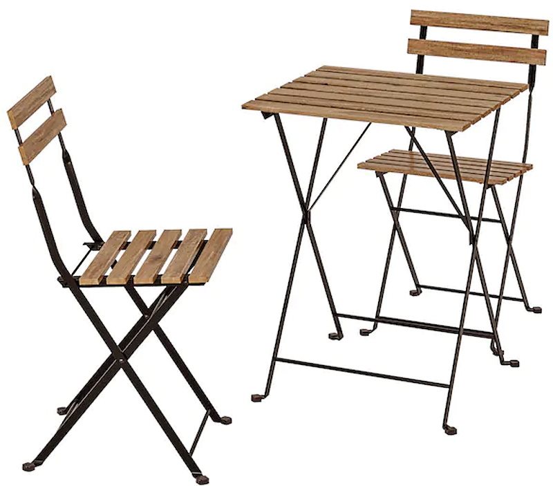 Комплект садовой мебели Ikea Tarno стол + 2 стула Черный/Светло-коричневая